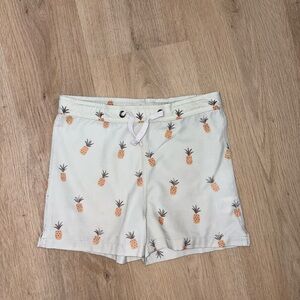 Rylee + Cru Cream Pineapple Print Kids Swim Trunks
